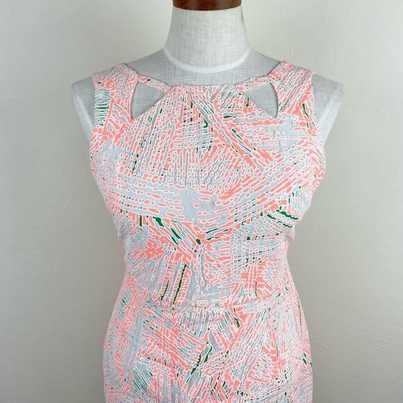 MM Couture Neon Cocktail Sheath Dress - Orange Neon - Picture 3 of 6